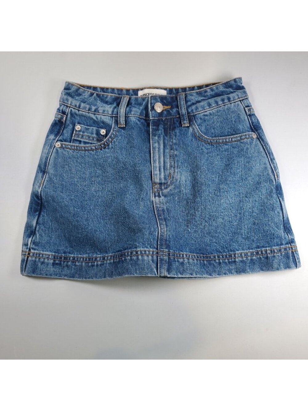 Princess Polly Gazelle Denim Skort Women Size 0 NWOT Mid Rise Button Closure